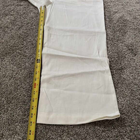 BCBG MaxAzria Linen Blend White Cropped Pants Ribbon Tie Women’s Size 10 NWT - Picture 10 of 10